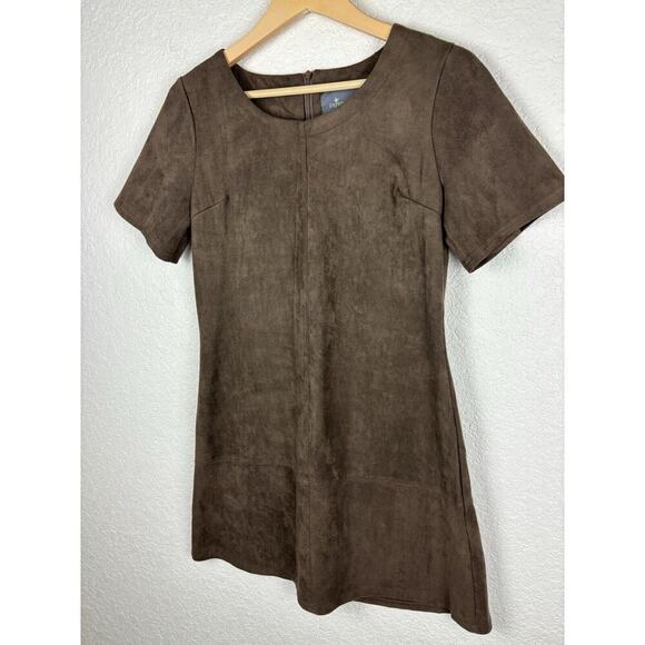 Paper Crane Microsuede Dress Womens Size Medium Brown‎ Boho Minimalist GOGO NEW - Picture 4 of 12